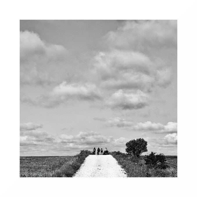 Camino Francés in schwarz-weiß